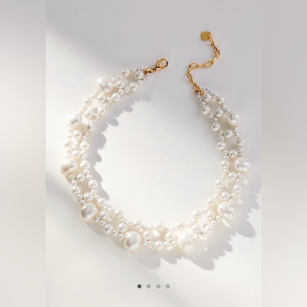 Anthropologie layered assorted pearl Necklace - Picture 2 of 9